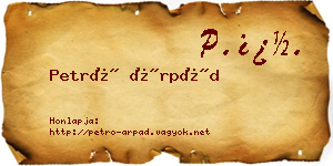 Petró Árpád névjegykártya